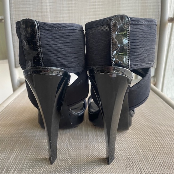 Burberry Black Ankle Wrap Heels Mesh EUC - Picture 7 of 13